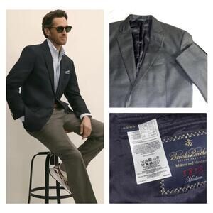 Brooks Brothers 1818 $898 Madison Fit Navy Blue Wool BLAZER 42R / W36 Made USA